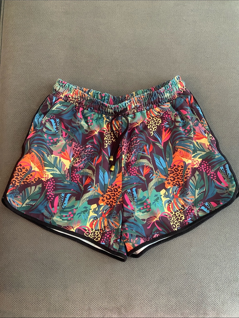 Vibrant Tropical Print Women’s Athletic Shorts - Multicolor